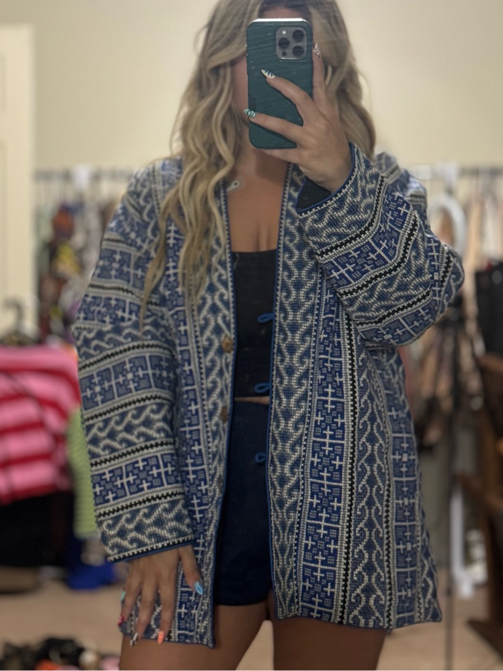 Vintage Hill Tribes Thai Golden Triangle Reversible Embroidered Jacket L/XL